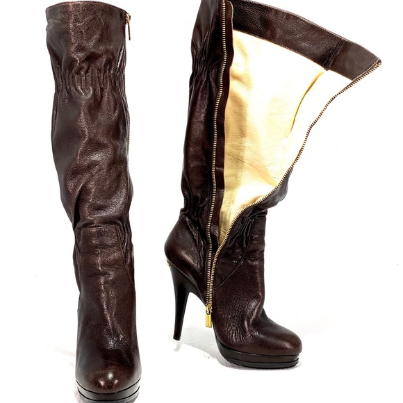 MICHAEL KORS 'Webster' Brown Scrunch Napa Leather - Picture 12 of 15